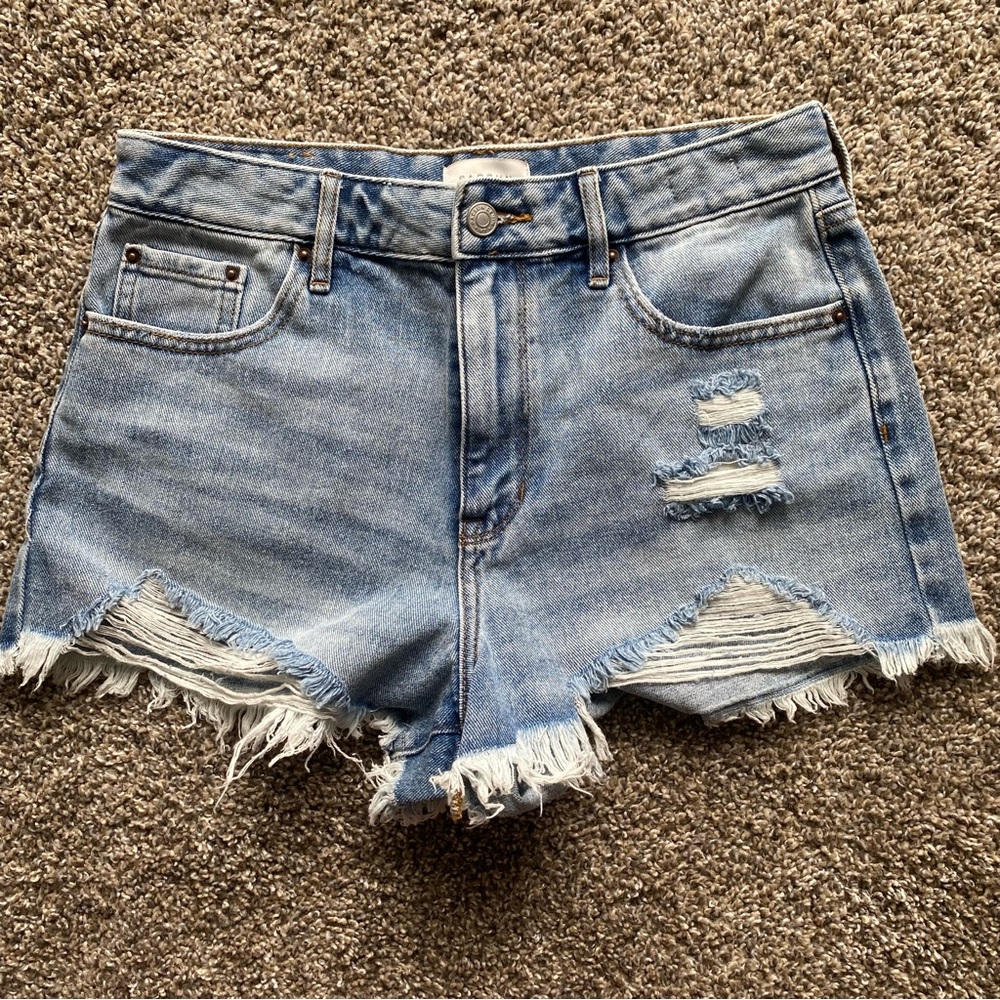PacSun High-Rise Light Blue Distressed Denim Shorts